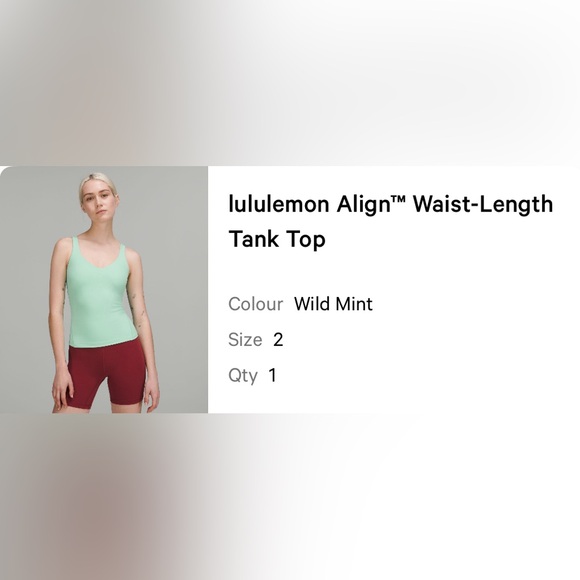 WILD MINT Lululemon Align RACE-LENGTH Tank Top SIZE 2 - Picture 4 of 4